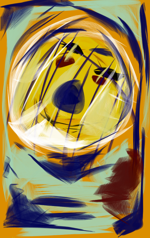 abstract harvest moon on teal background