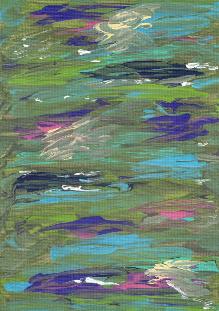 impressionistic water lilies on a pond